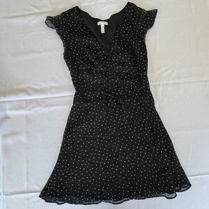 Leith Black Mini Dress with White Micro Dot Print Size XS